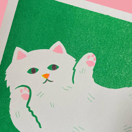 Stretching Cat Print