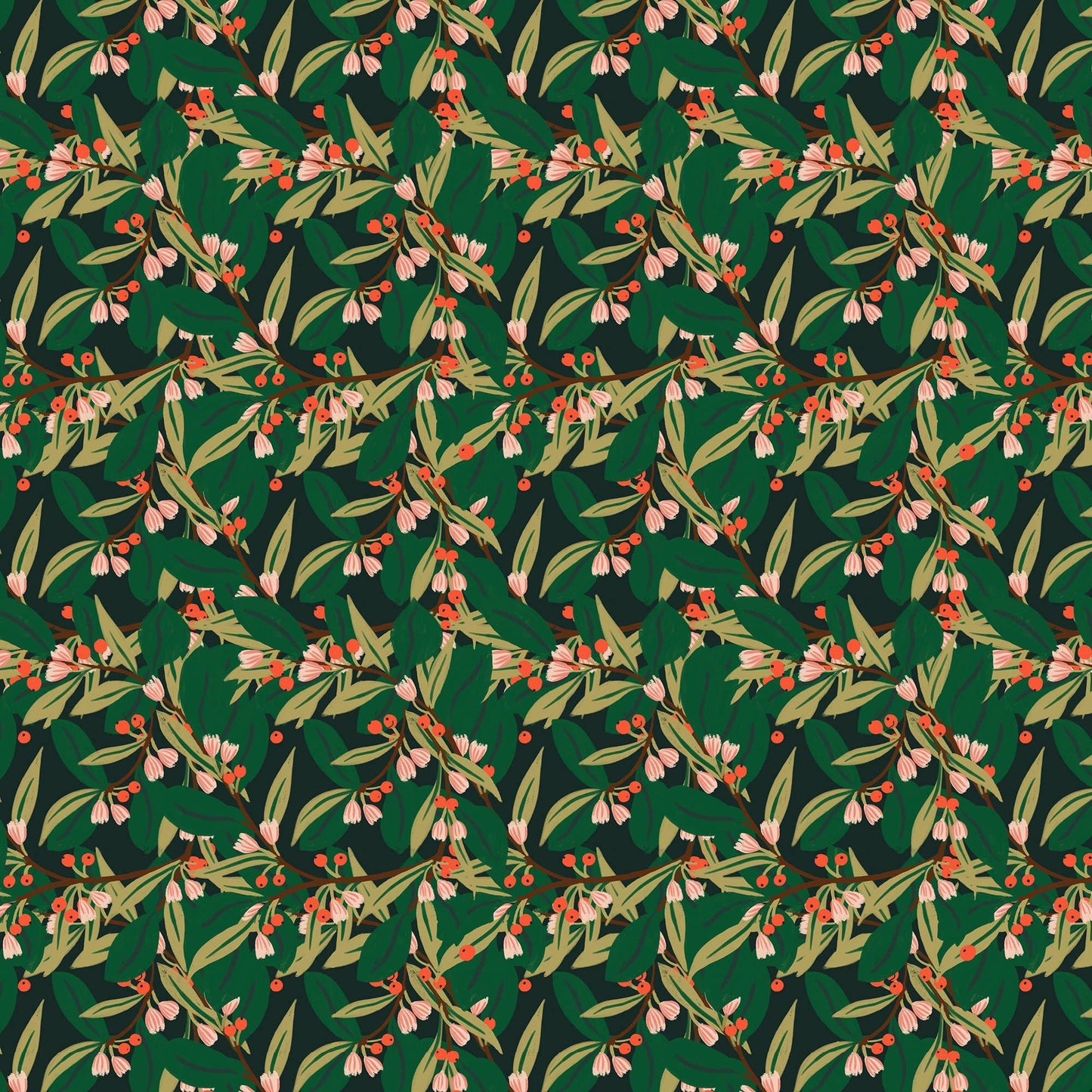 Christmas greenery deep green gift wrap. Winter flowers, suitable for winter birthdays.