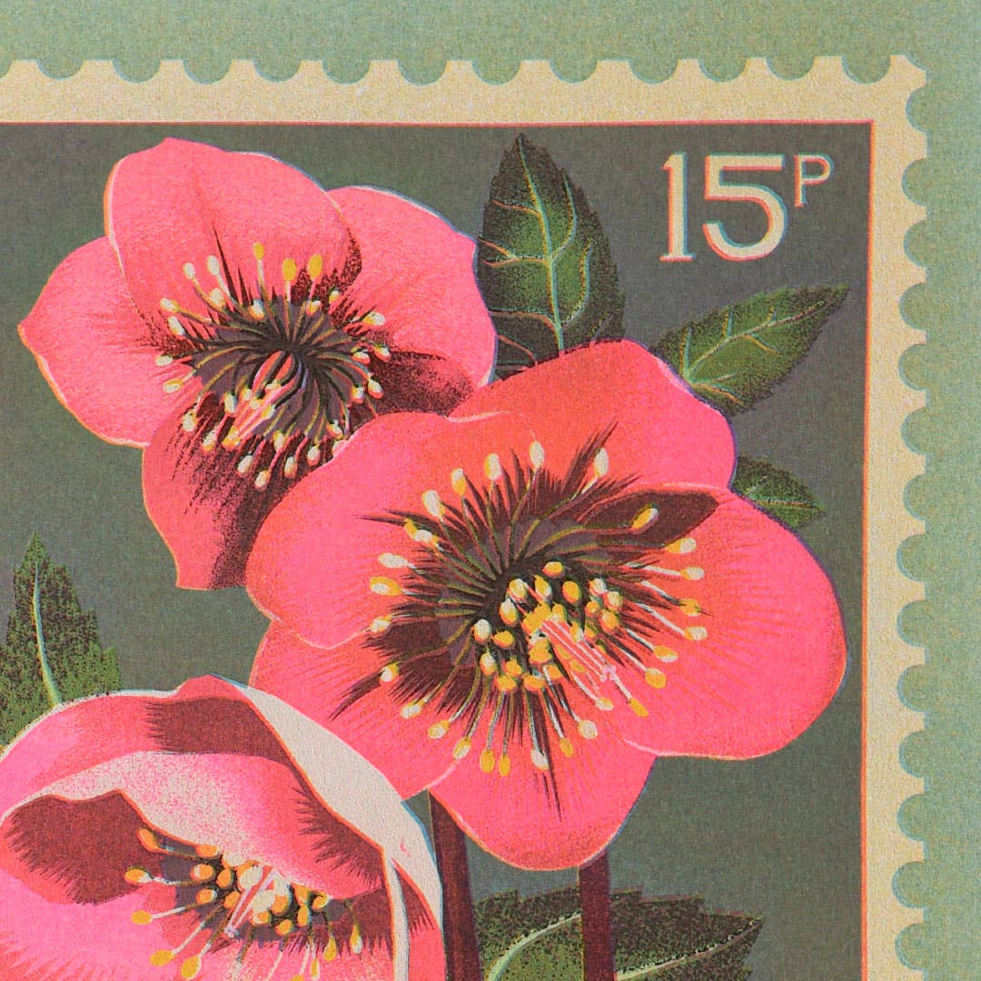 Vibrant print of hellebore stamp