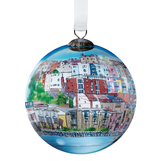 Bauble with image of Bristol cranes and the Mshed.
