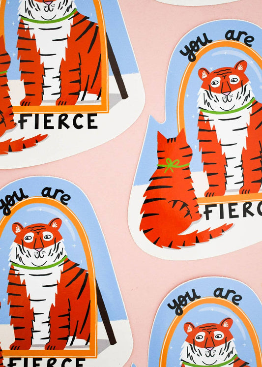 You Are Fierce - Cat and Tiger Colourful Vinyl Sticker