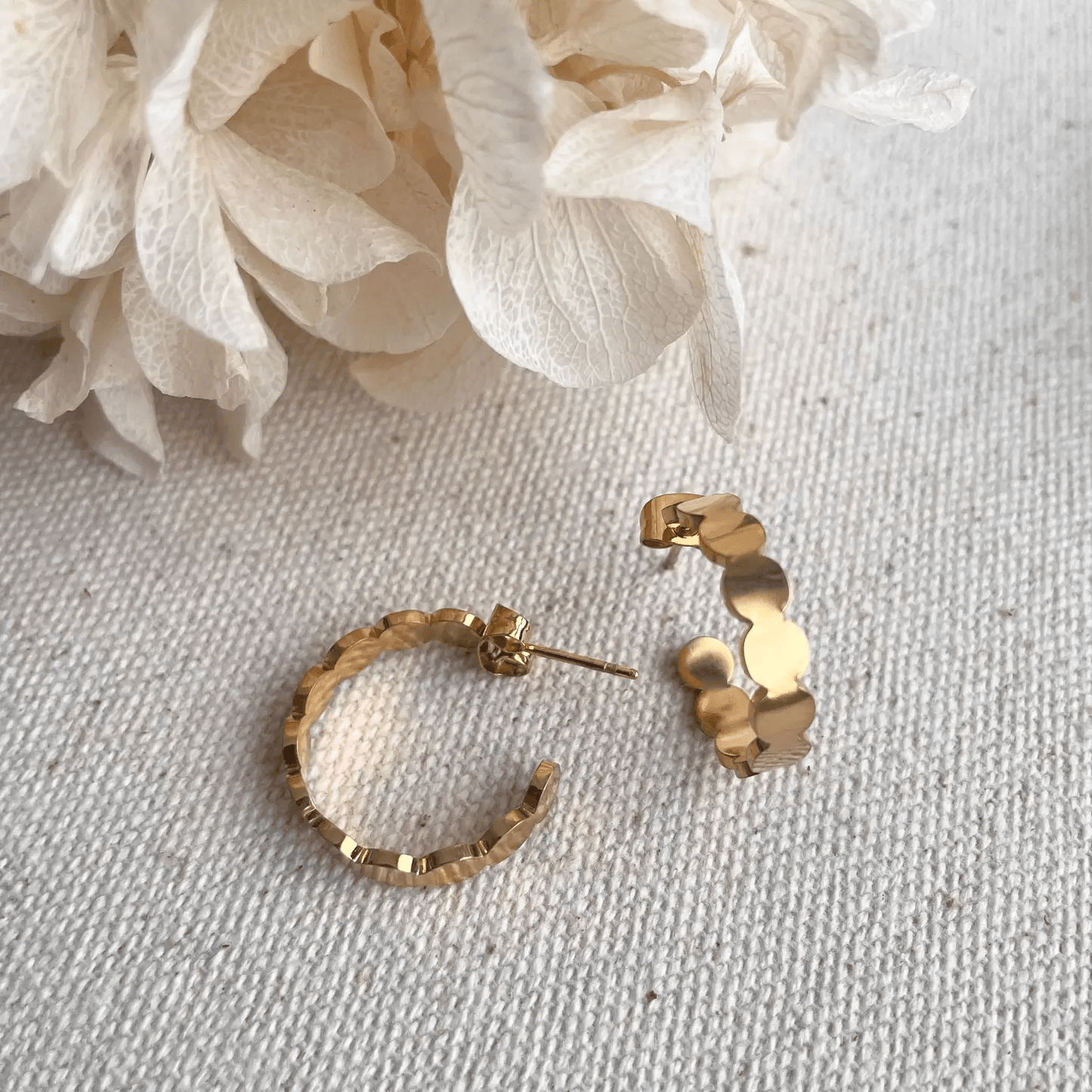 18k Gold Plated Scallop Hoop Earrings