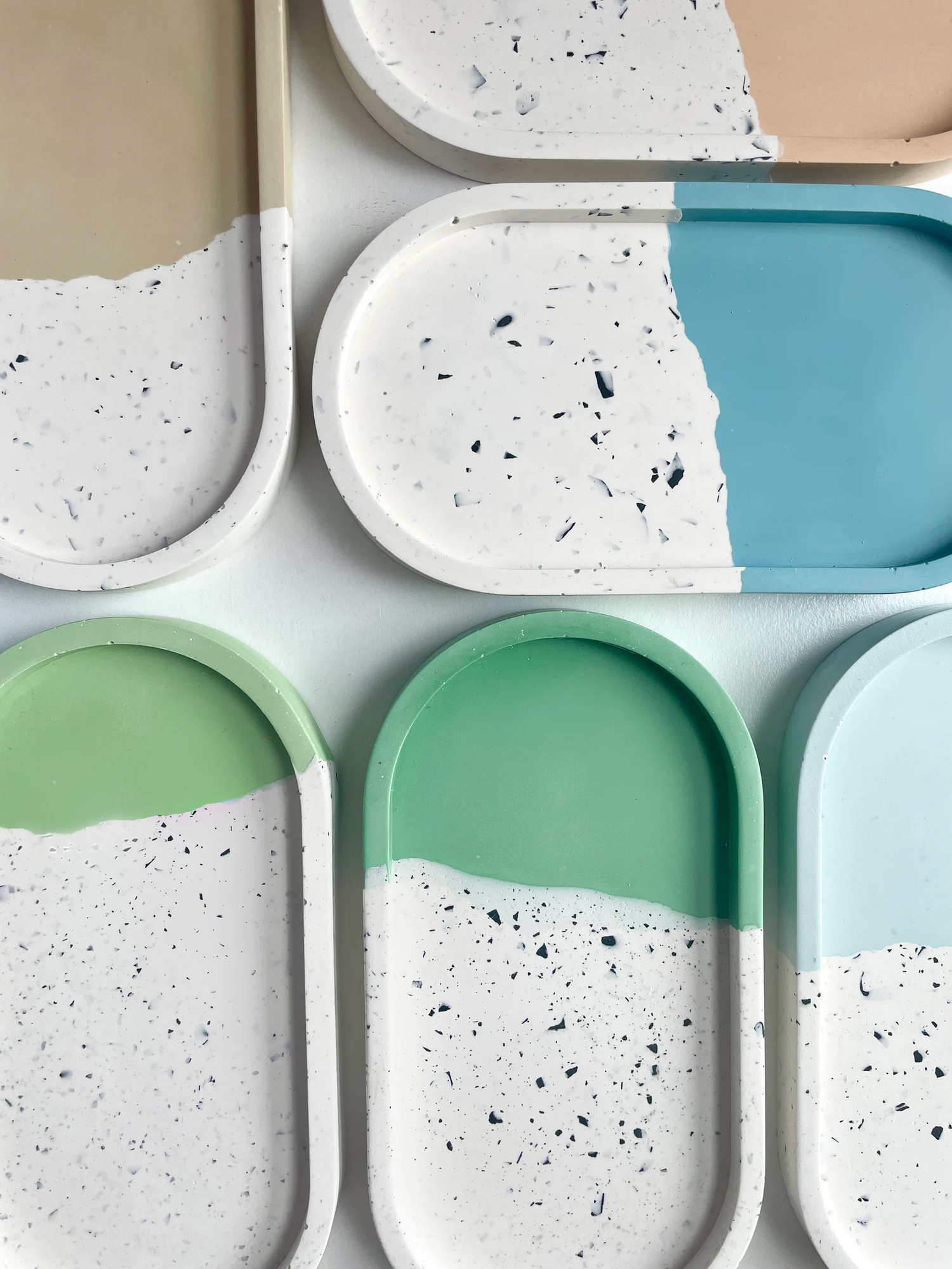 An oval shaped trinket dish made from jesomite. A variety of colours available.
