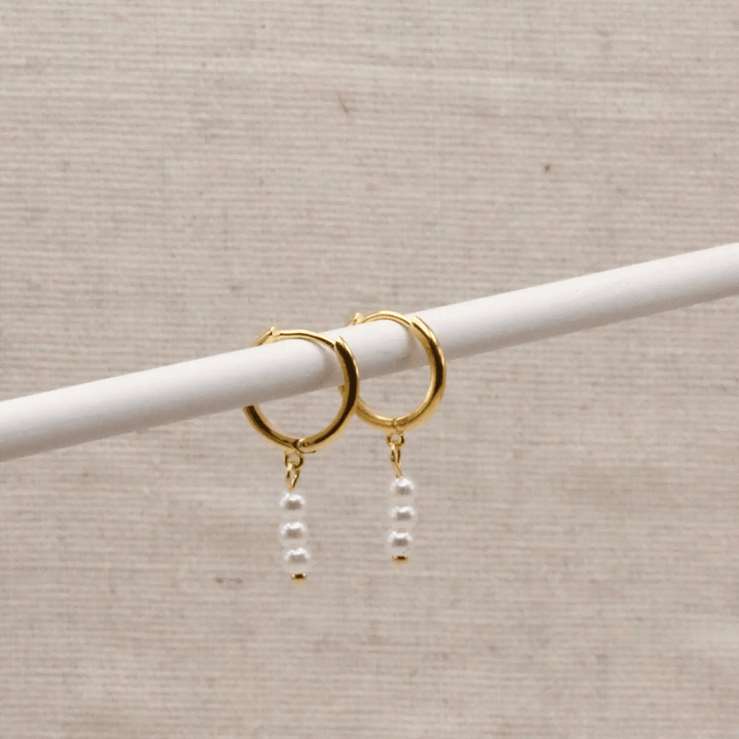 Gold Pearl Trio Drop Hoops