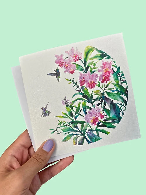 Carla James Hummingbirds and Orchids Card