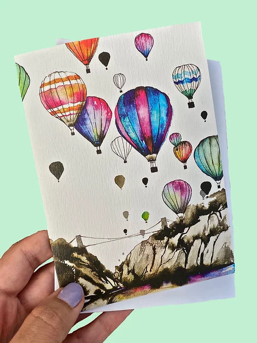 Carla James Bristol Balloons over Suspension Bridge Card