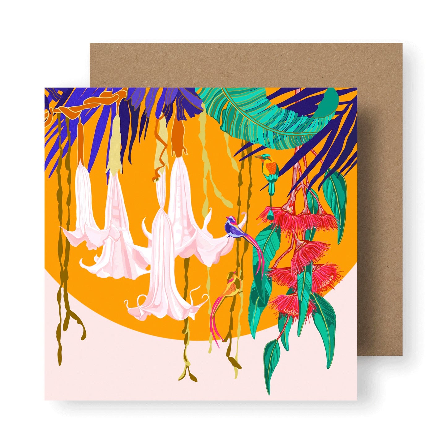 Colourful illustration of tropical vegetation