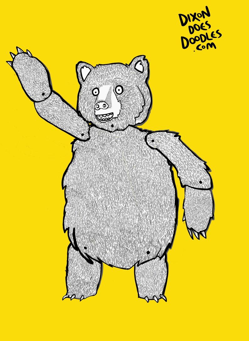 Glass Designs Dixon Does Doodles Make Your Own paper Bear split pin puppet
