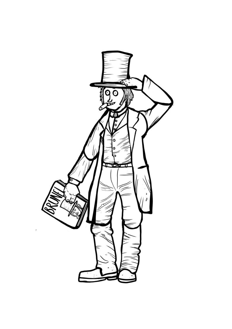 Glass Designs Dixon Does Doodles Make Your Own paper Brunel split pin puppet with hat on and cigar