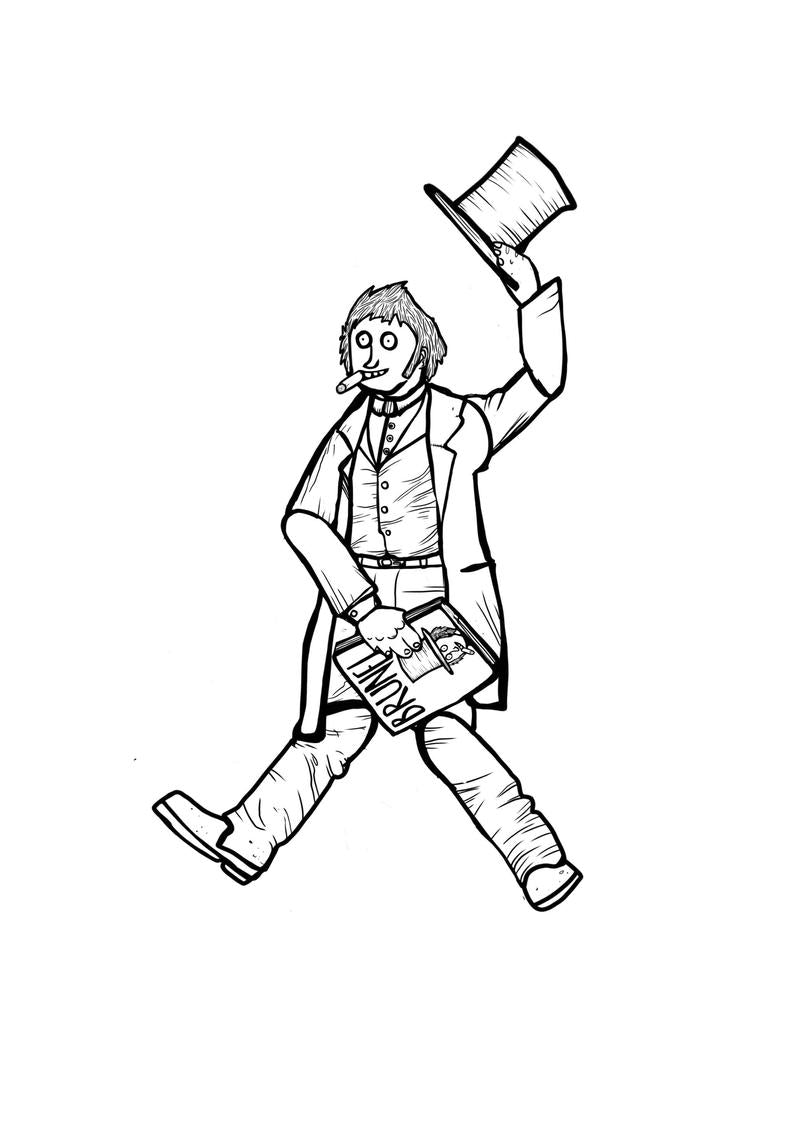 Glass Designs Dixon Does Doodles Make Your Own paper Brunel split pin puppet with hat off and cigar