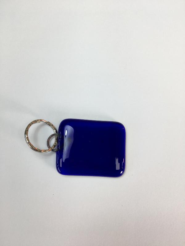 Bristol Blue Glass keyrings each individually engraved. Handmade at Glass Designs a Bristol gift shop.