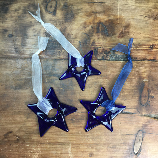 Fused Glass Bristol Blue Cobalt Small Stars