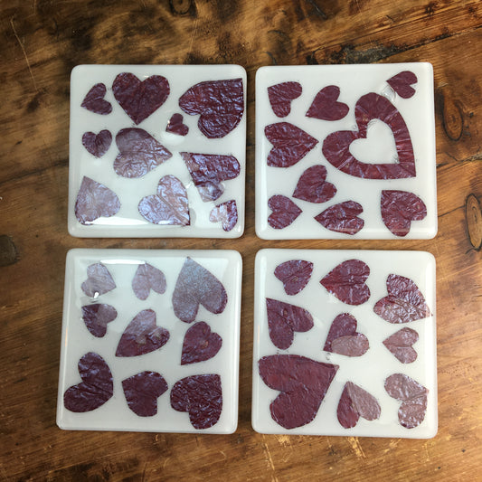 Coaster - Copper Hearts on White