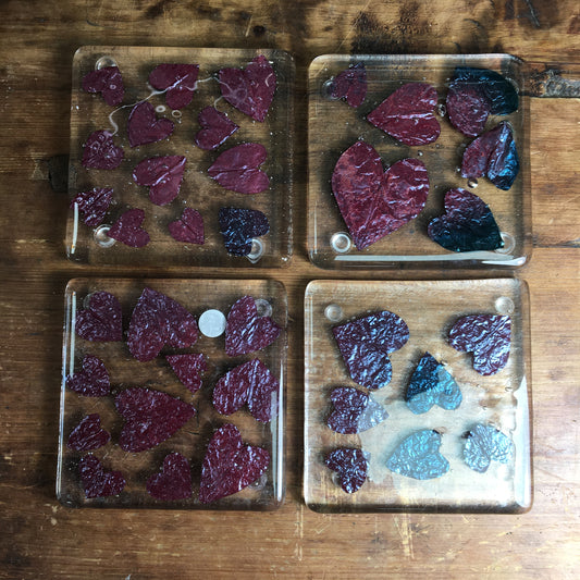 Copper Heart Coaster. Fused Glass.