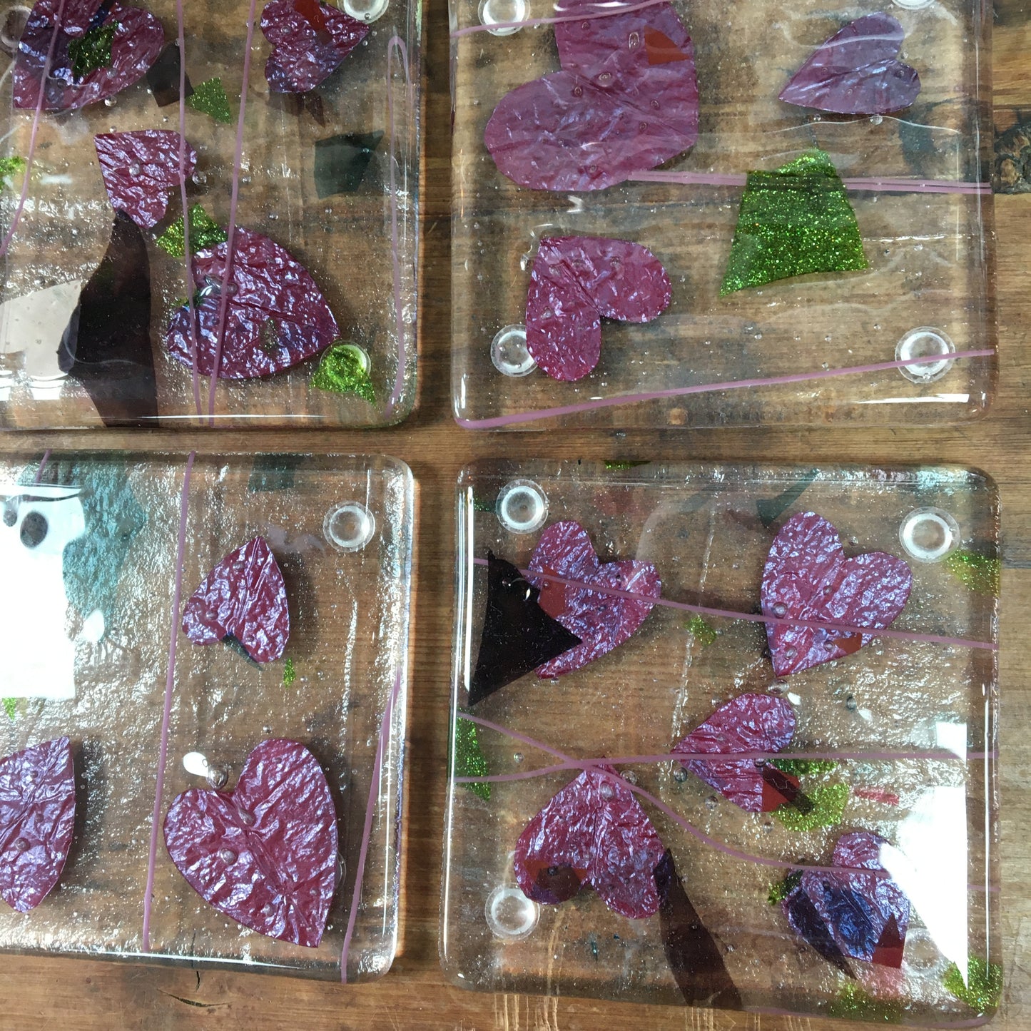 Coaster - Copper Heart & Pink Confetti