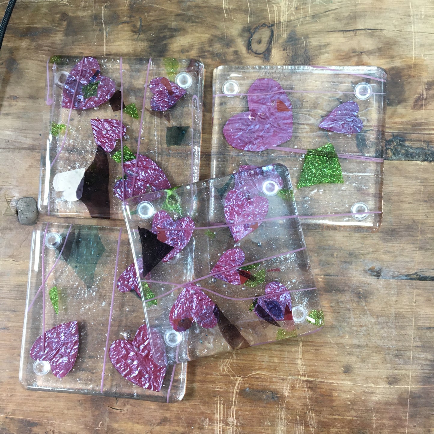 Coaster - Copper Heart & Pink Confetti