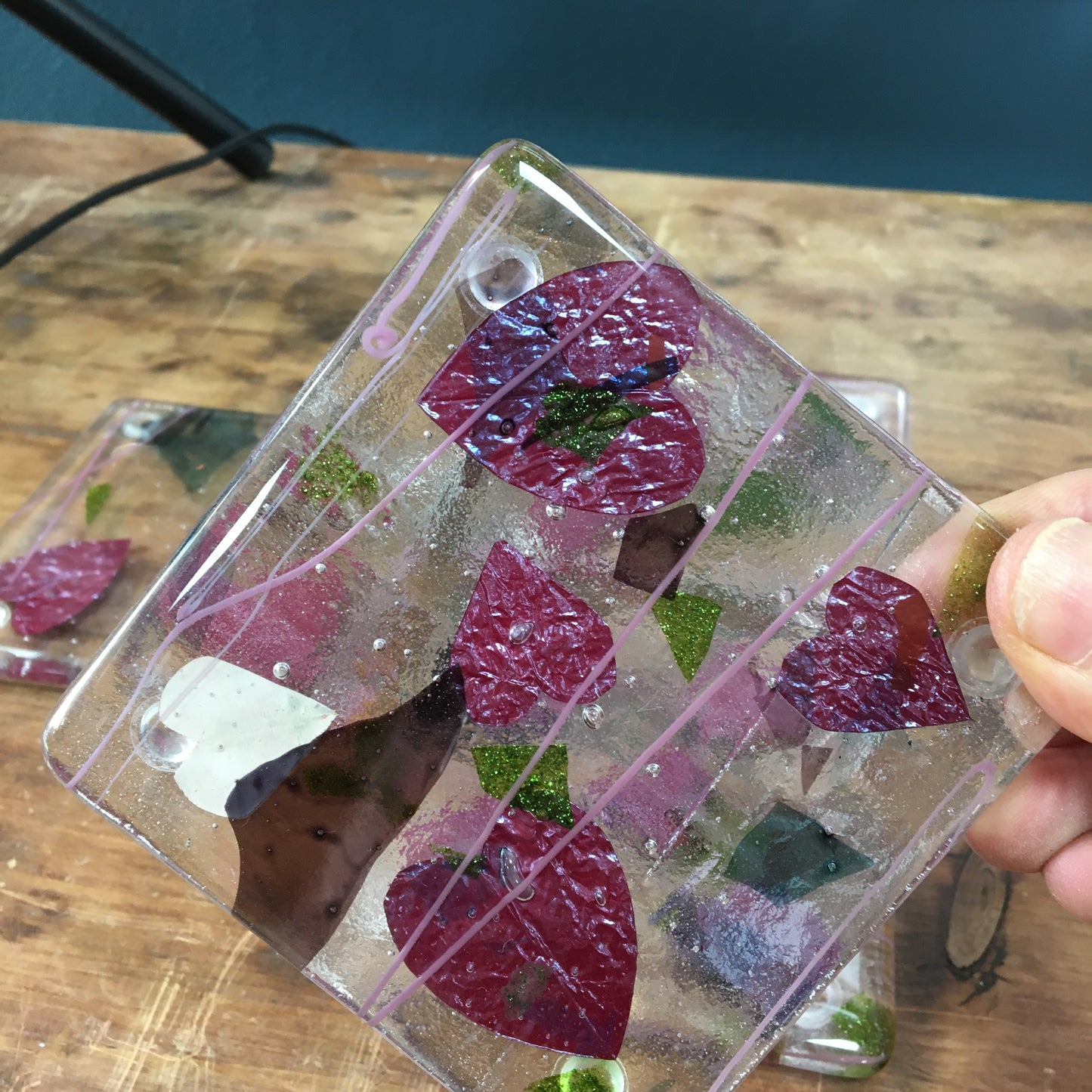 Coaster - Copper Heart & Pink Confetti