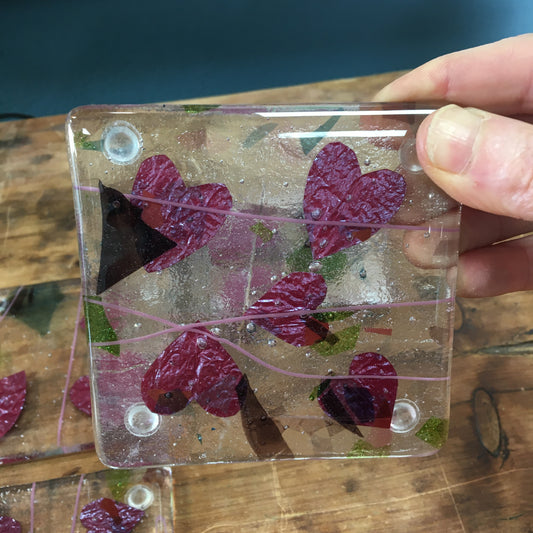 Coaster - Copper Heart & Pink Confetti