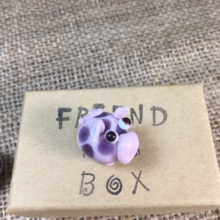 Sue Webb Friends in a box glass Pig