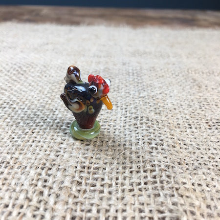 Sue Webb Friend in a box glass Cockerel.