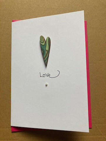 Reversible Robin Love Card. Handmade laser cut wood heart. Valentines Cards.