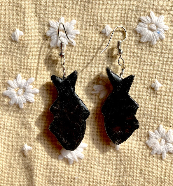Quirky goldfish Earrings. Handmade by layering paper, metal and resin. Surgical steel ear hooks