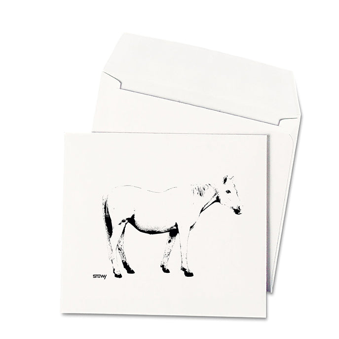 Glass Designs Stewy Horse Card. Black and white illustration card. Print taken from life size stencils from Bristol street artist Stewy.