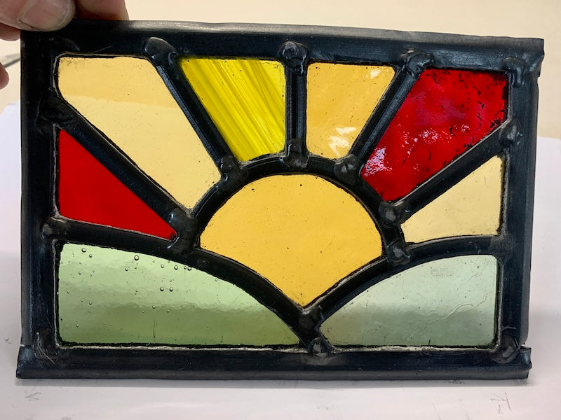 Stained glass sun over fields small sun catcher with hooks