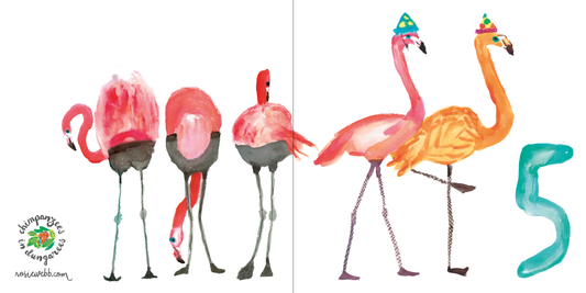 Rosie Webb Five Flamingos Card