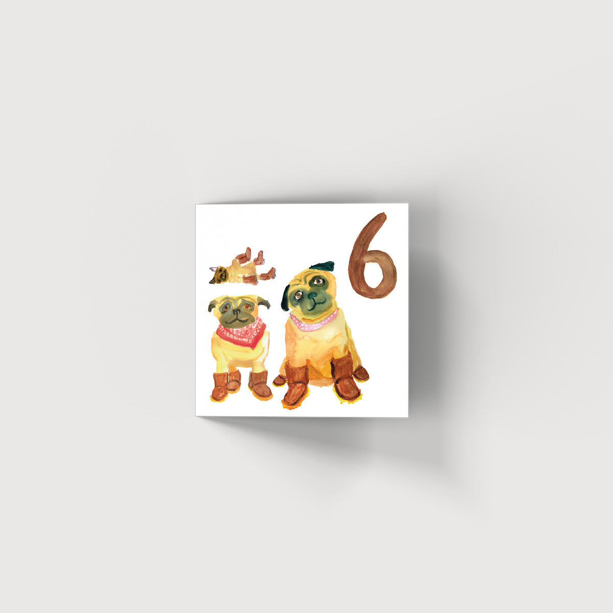 Rosie Webb Six Pugs Card