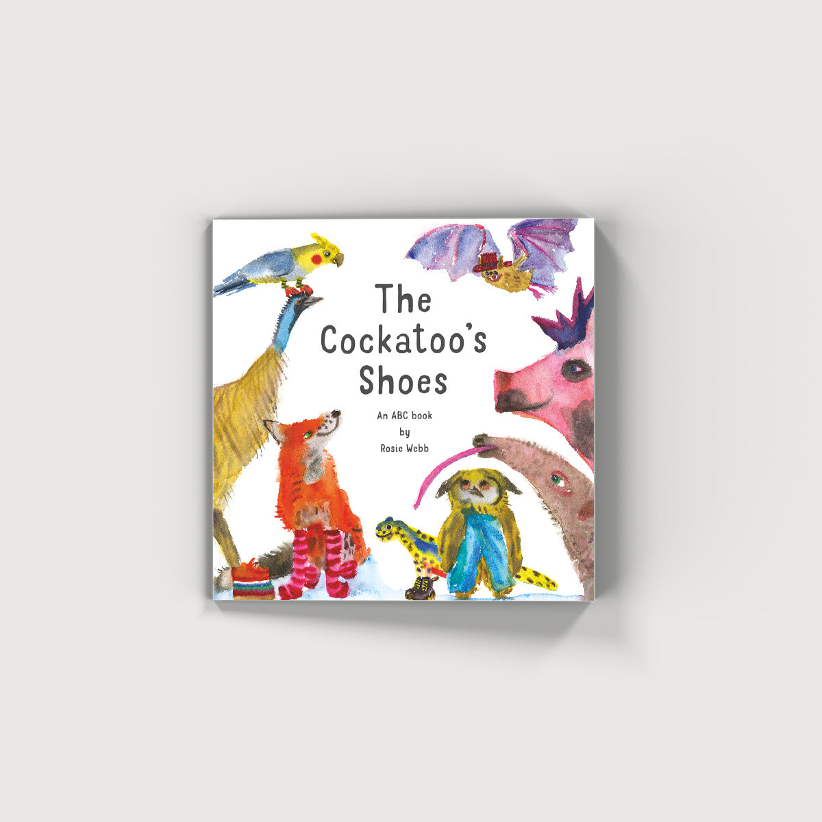The Cockatoo's Shoes'' book with watercolour animals on cover