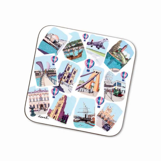 Bristol Landmarks Coaster.  Designed by Dona B Drawings, Bristol.