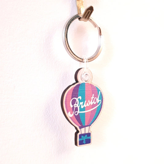 Plywood Bristol Balloon Keyring by Dona B Drawings