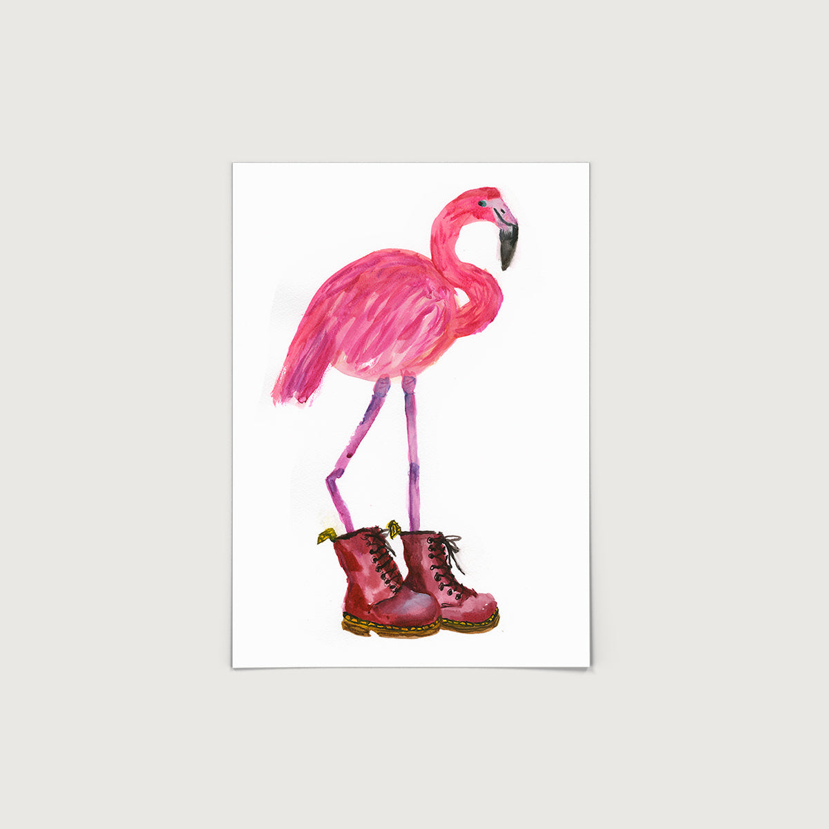 Pink Flamingo in Red Docs Print