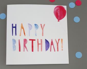 Little Red Apple Birthday balloon Card