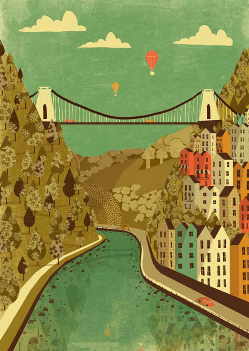 Emy Lou Holmes Clifton Suspension Bridge A3 Print