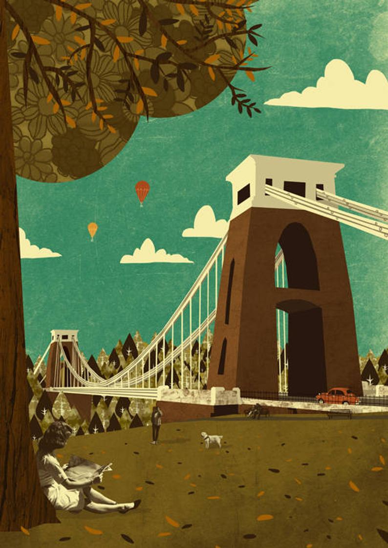Emy Lou Holmes Clifton Suspension Bridge View A3 Print
