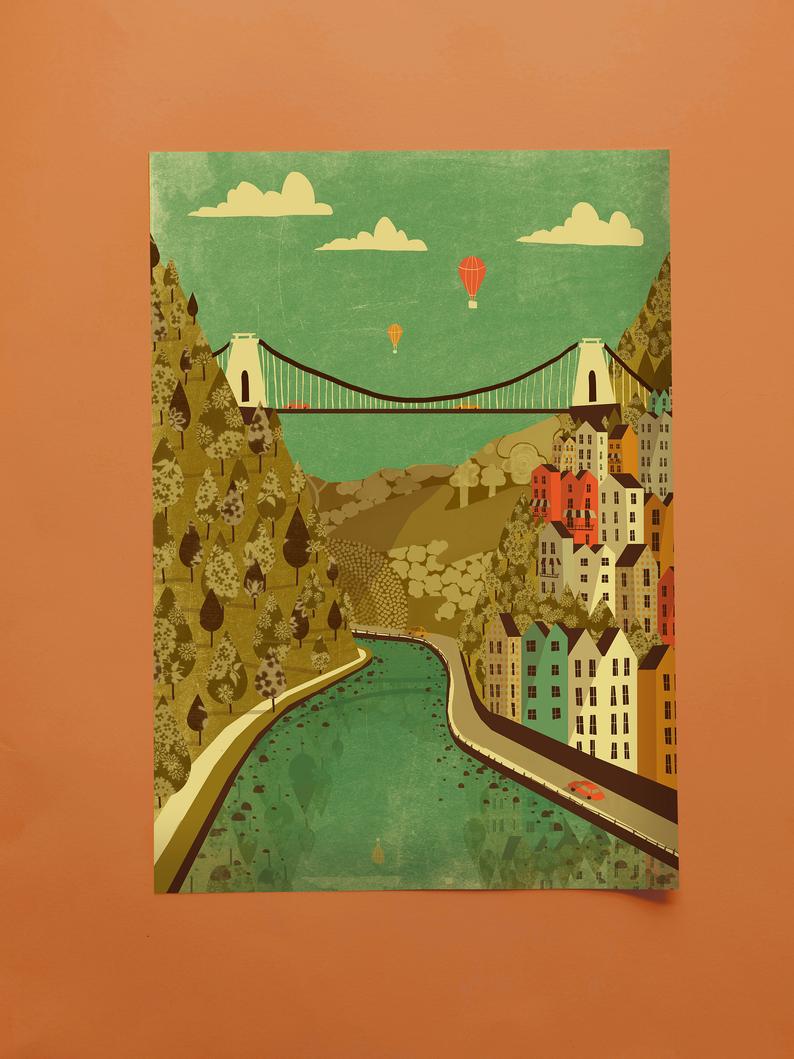 Emy Lou Holmes Clifton Suspension Bridge A3 Print