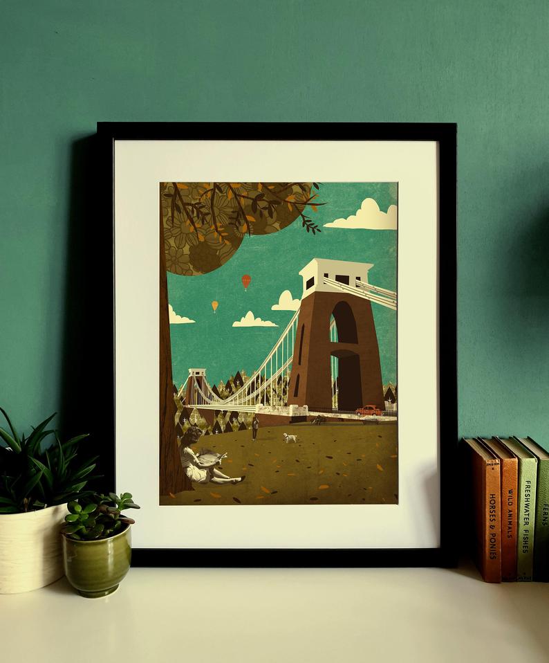 Emy Lou Holmes Clifton Suspension Bridge View A3 Print