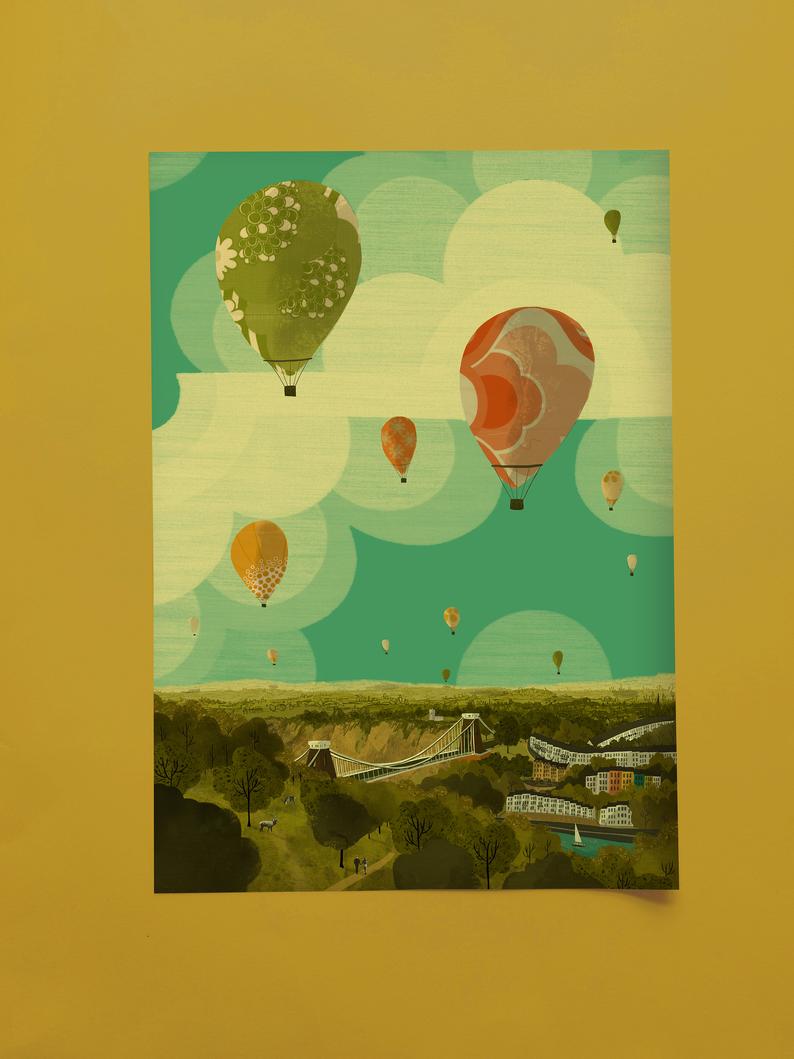 Emy Lou Holmes Bristol Balloon Fiesta A3 Print