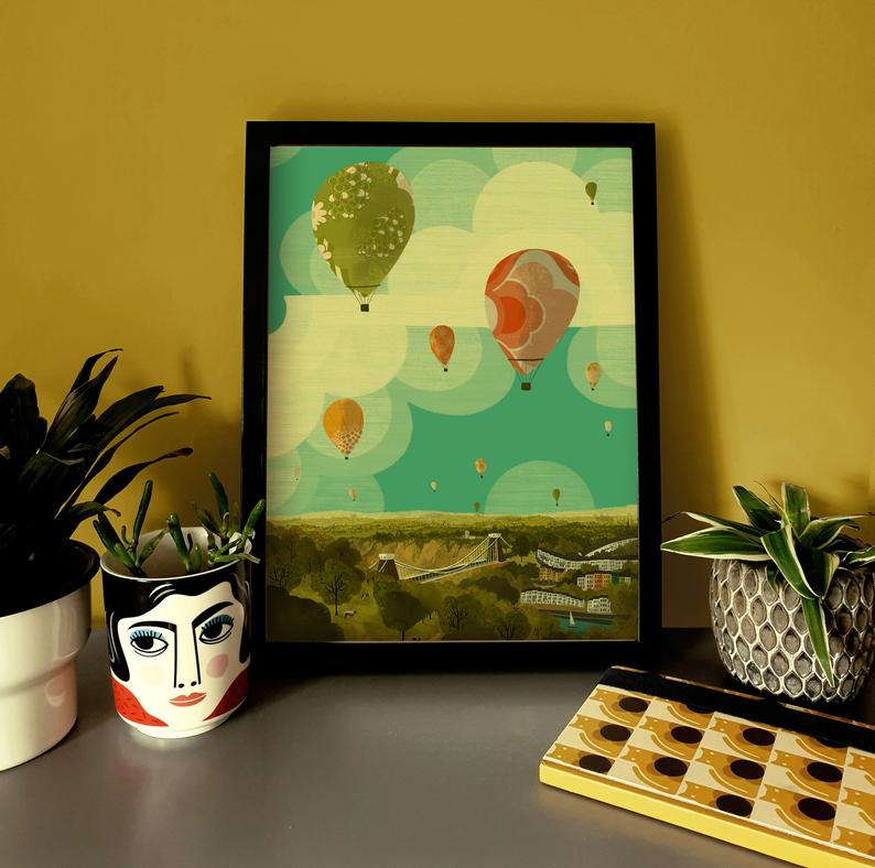 Emy Lou Holmes Bristol Balloon Fiesta A3 Print
