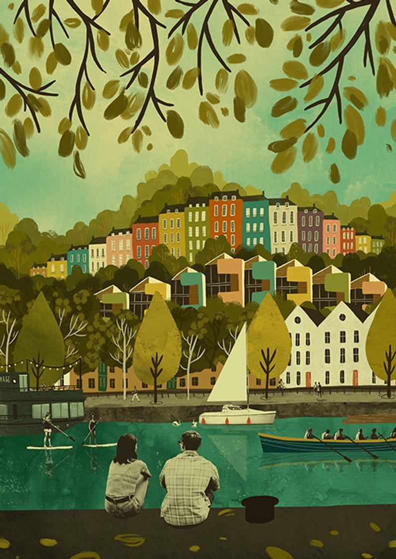 Emy Lou Holmes Rainbow Houses A3 Print