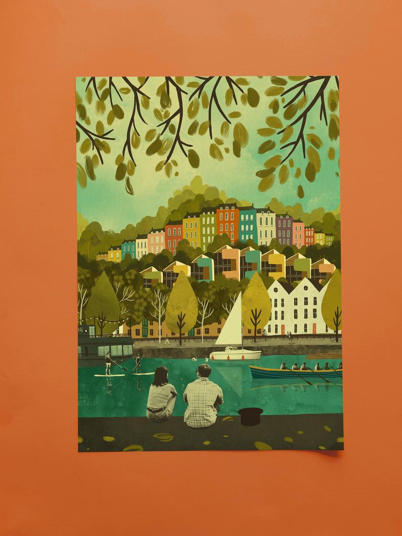 Emy Lou Holmes Rainbow Houses A3 Print