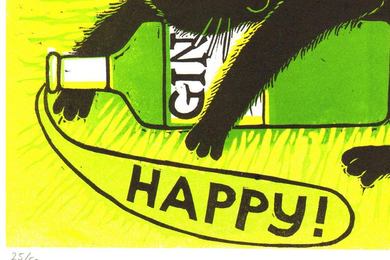 Laura Robertson Happy Gin Cat Print