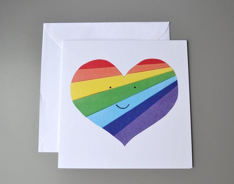 Little Red Apple Rainbow Heart card