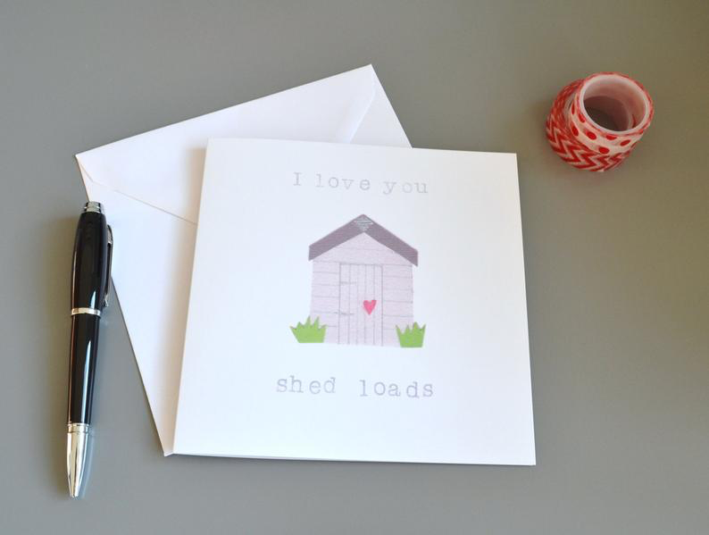 Little Red Apple. I love you shed loads Valentine's Card. Love Card. Romantic Card. Card for Husband. Card for Boyfriend. Anniversary card.