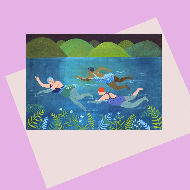 Laura Robertson Wild Swimming Woman. Print from original painting.