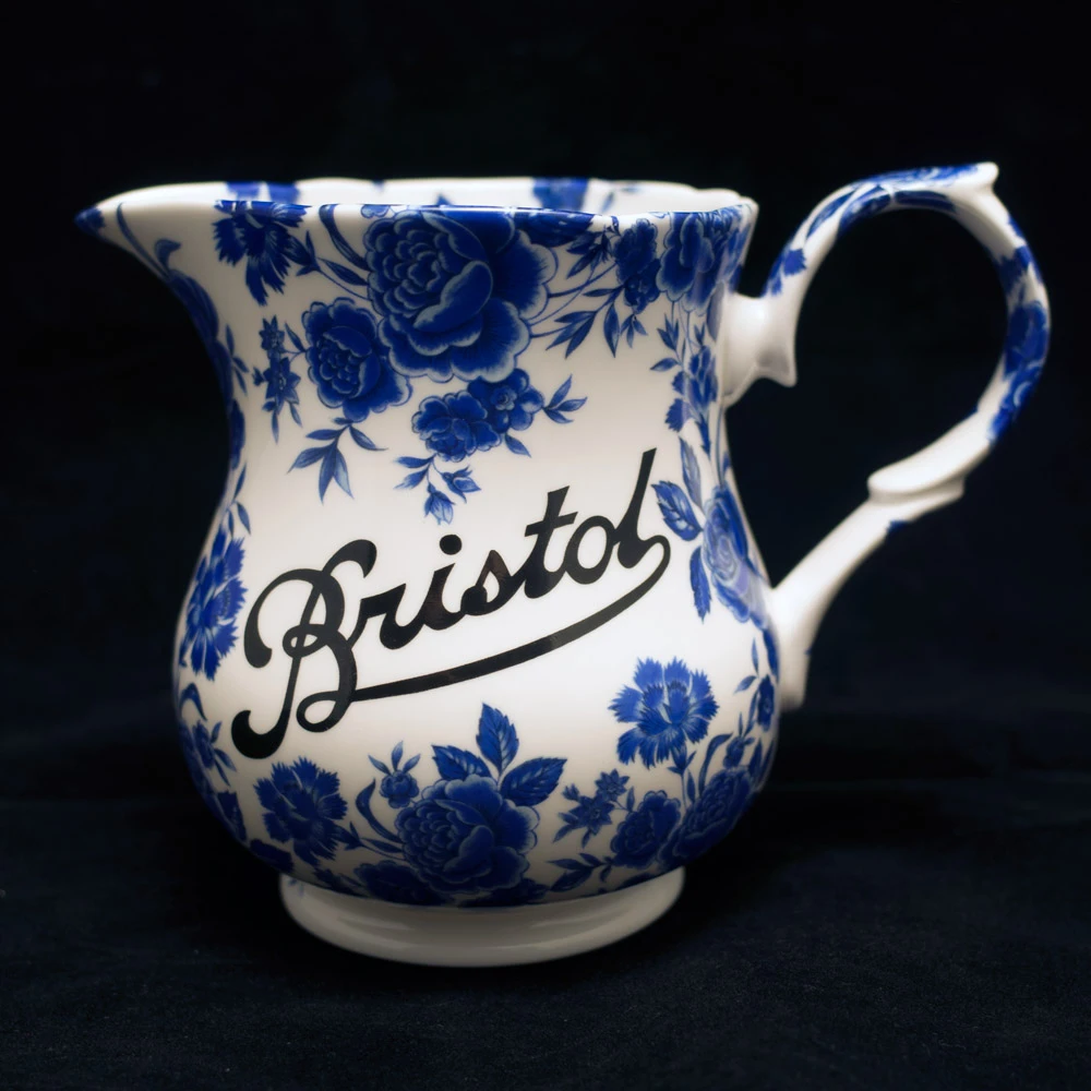 Bristol Blue Floral jug made by Stokes Croft China in Bristol