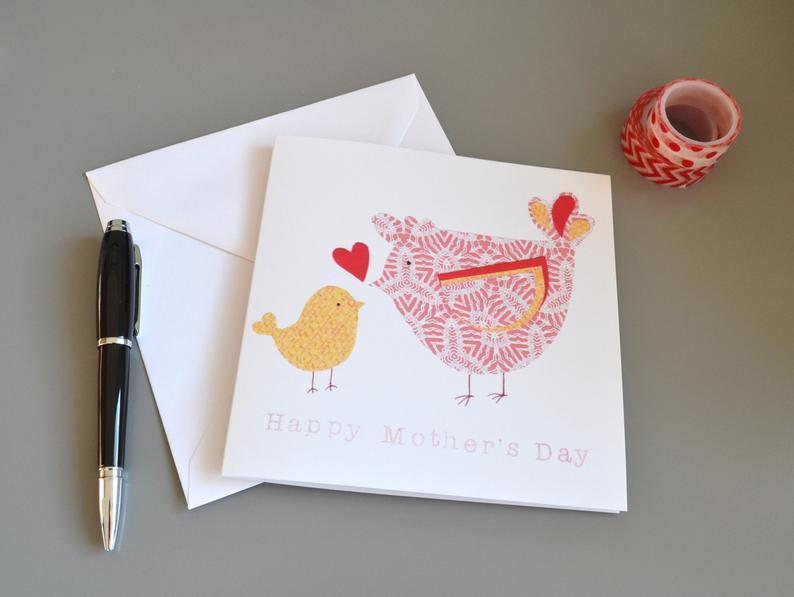Little Red Apple Hen & Chick Mothers Day card.