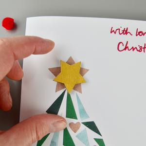 Little Red Apple Christmas Card with Star Brooch.